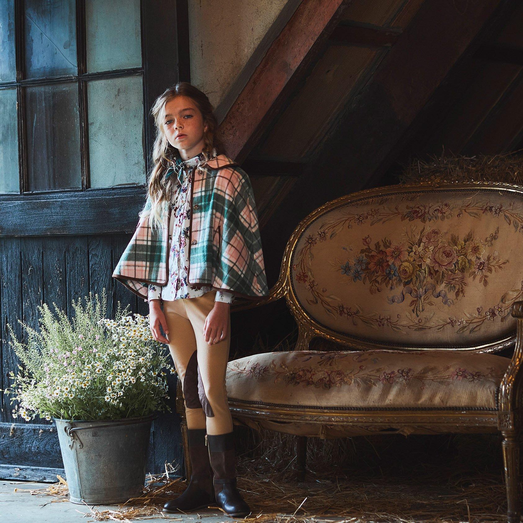Plaid Brushed Twill Cape image number 1