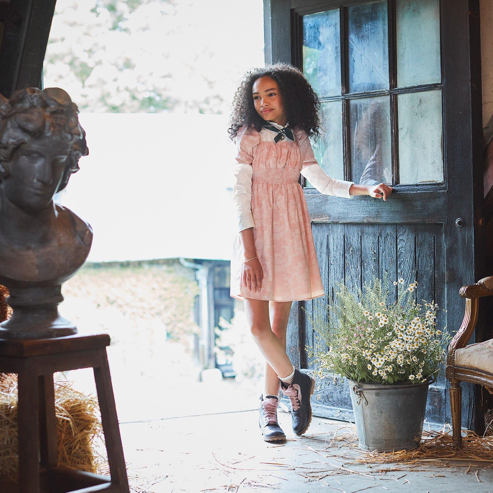 Floral Equestrian Smocked Waist Dress  image number 1