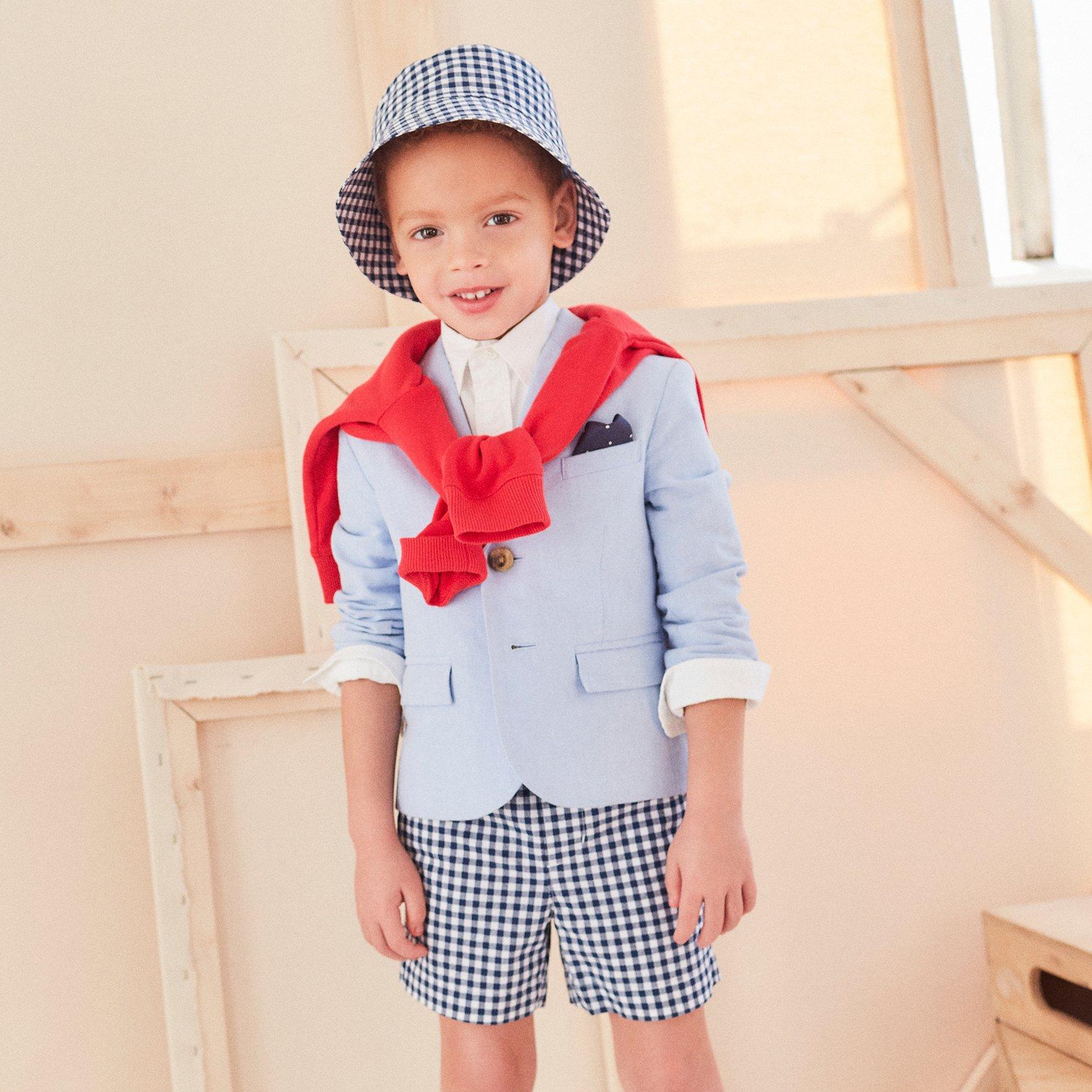 Boy Medieval Blue Gingham Gingham Bucket Hat by Janie and Jack