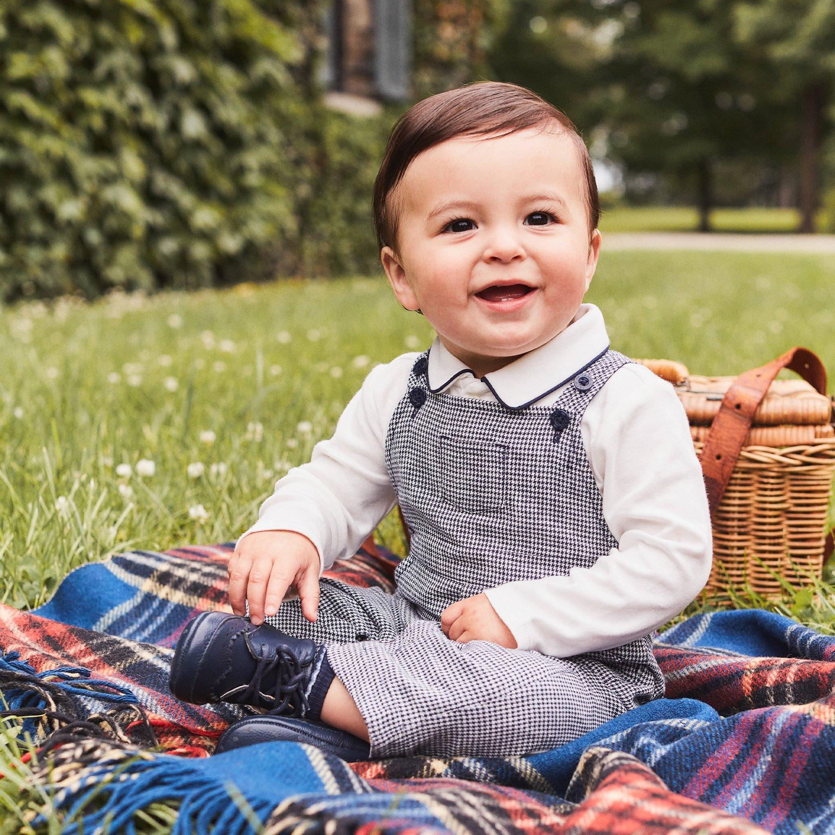 Baby Houndstooth Linen Overall image number 2