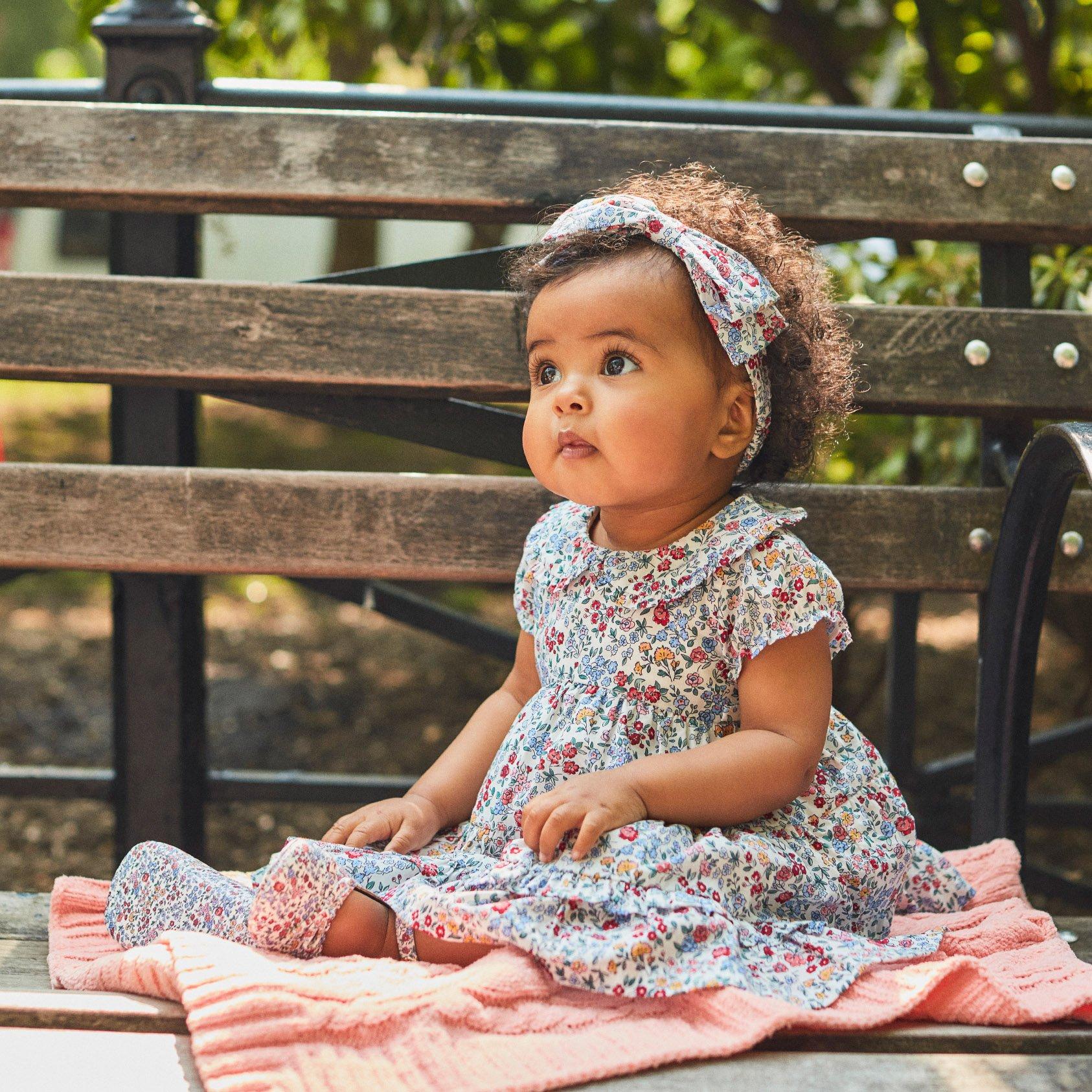 Newborn Jet Ivory Ditsy Floral The Park Blooms Baby Dress by Janie and Jack