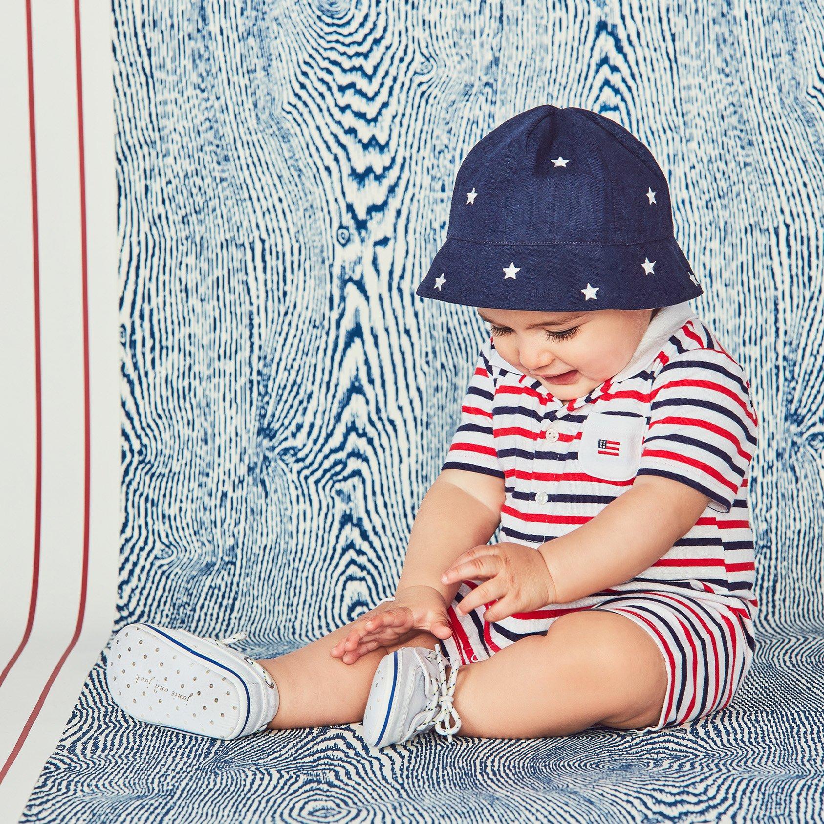 Baby Striped Polo Romper image number 1