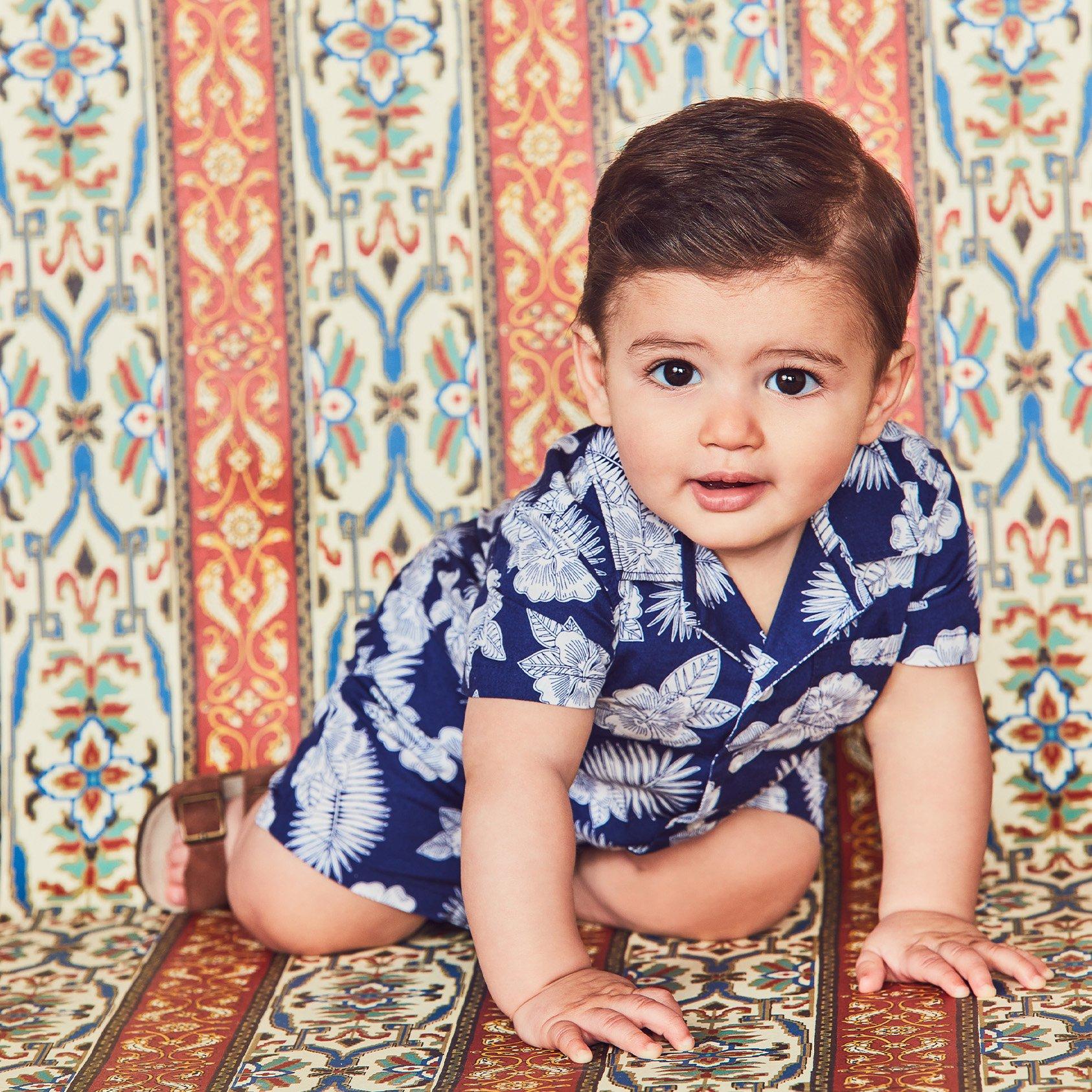Baby Tropical Floral Polo Romper image number 1