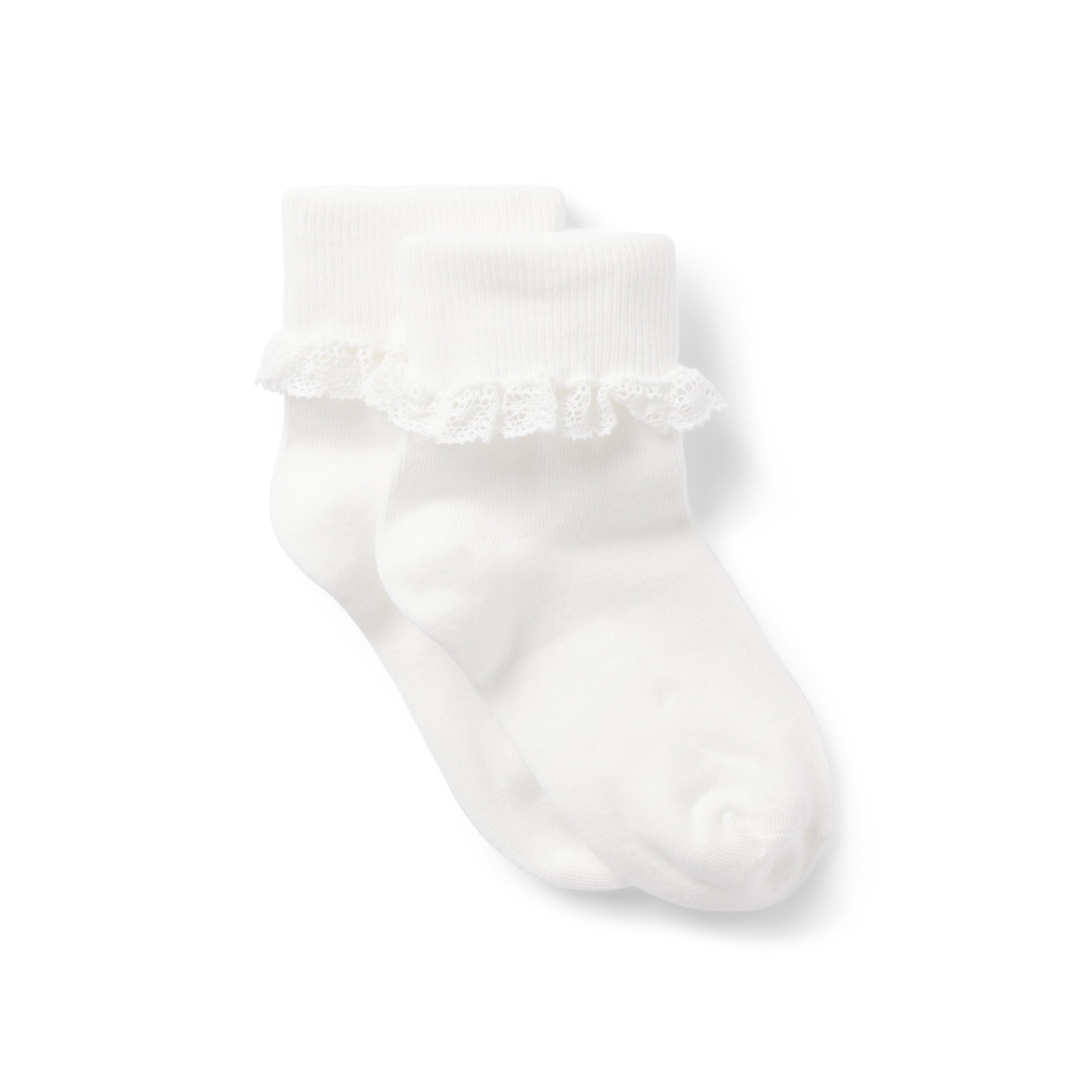 [Off White Lace Trim] Ruffle Ankle Socks
