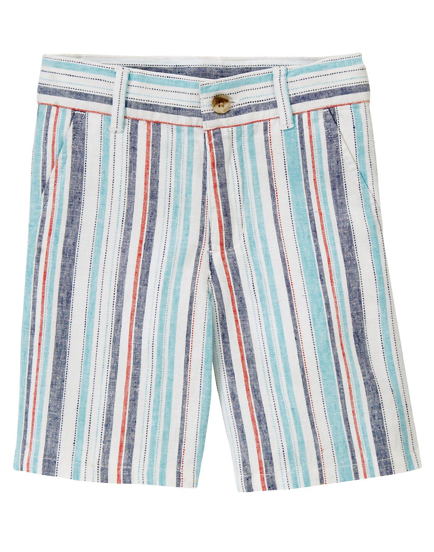 Summer Blue Stripe Stripe Linen Blend Short at JanieandJack