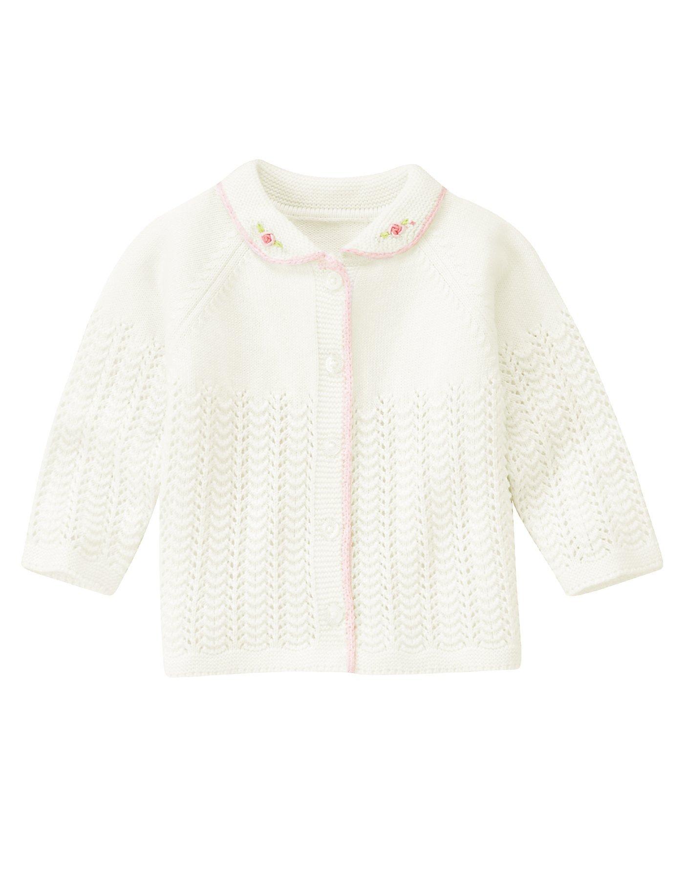 Hand-Embroidered Pointelle Cardigan image number 0