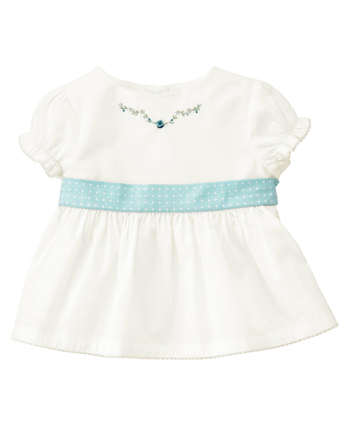 Hand-Embroidered Pindot Sash Top image number 0