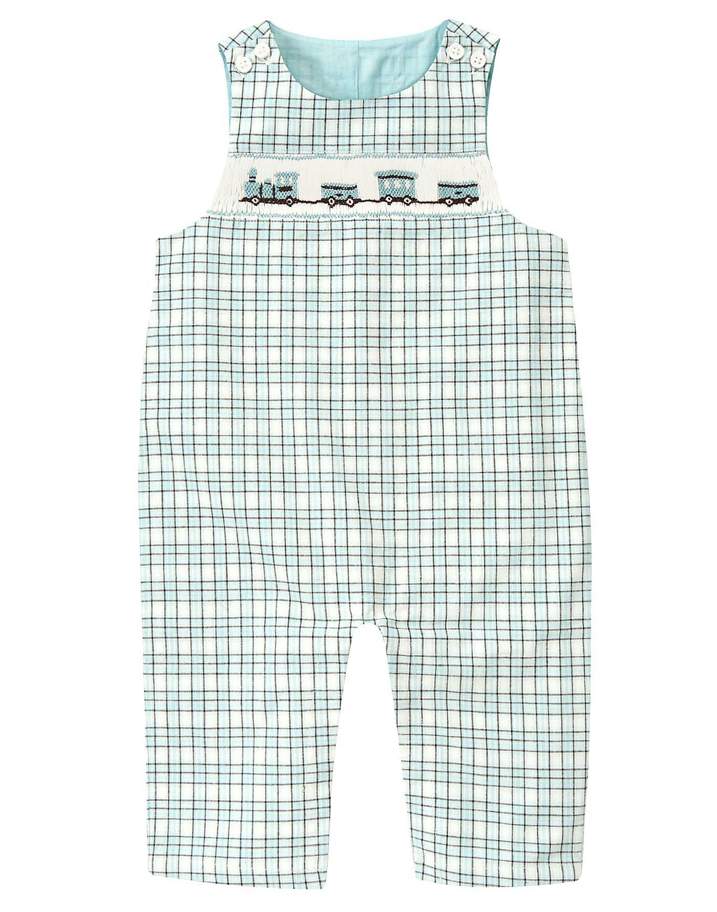 Train Smocked Plaid Overall image number 0