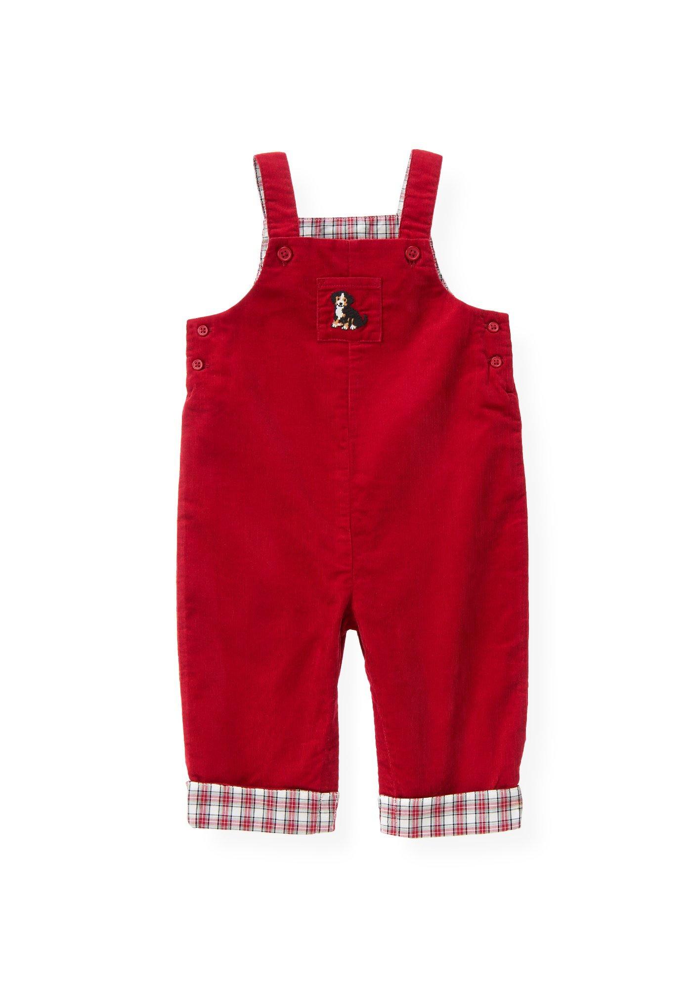 Holiday Red Puppy Corduroy Overall at JanieandJack