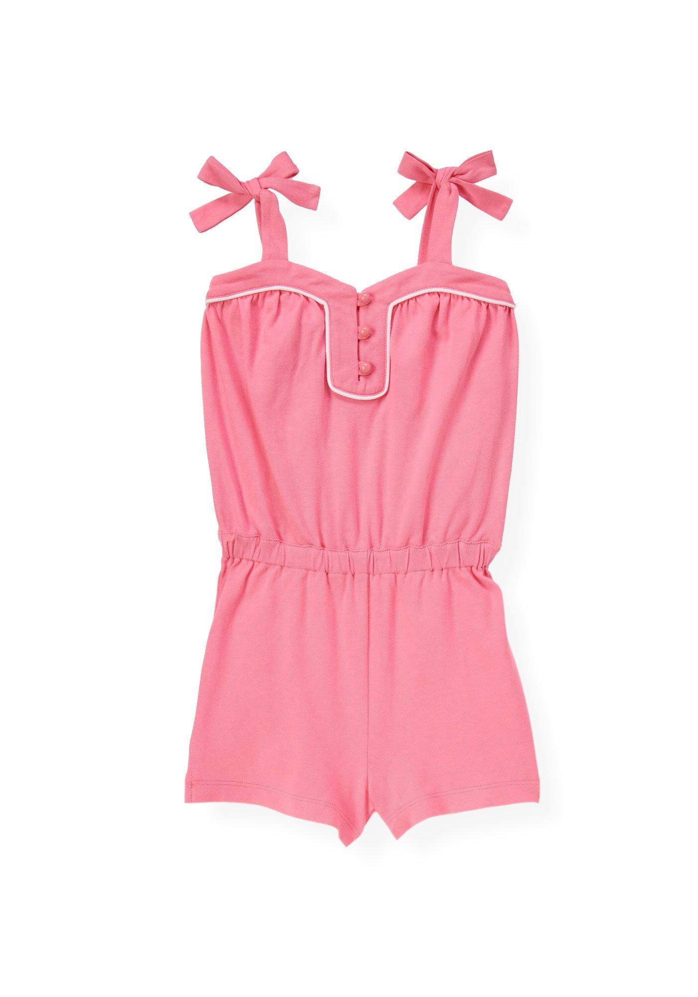 Candy Pink Piped Pique Romper at JanieandJack