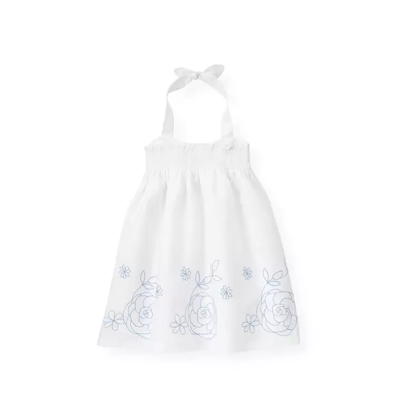 Floral Embroidered Linen Blend Dress image number 1