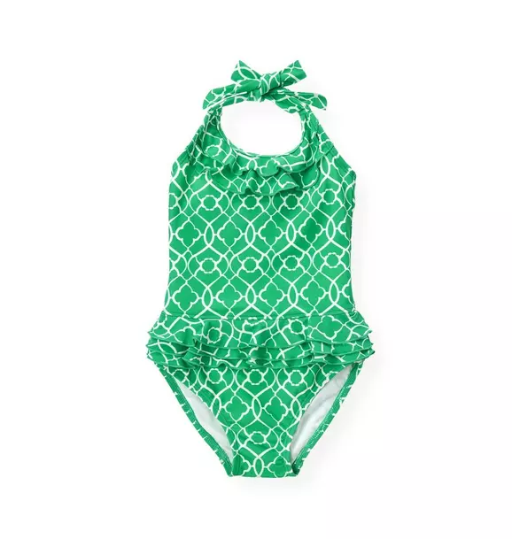 Tile Print One-Piece Swimsuit image number 0