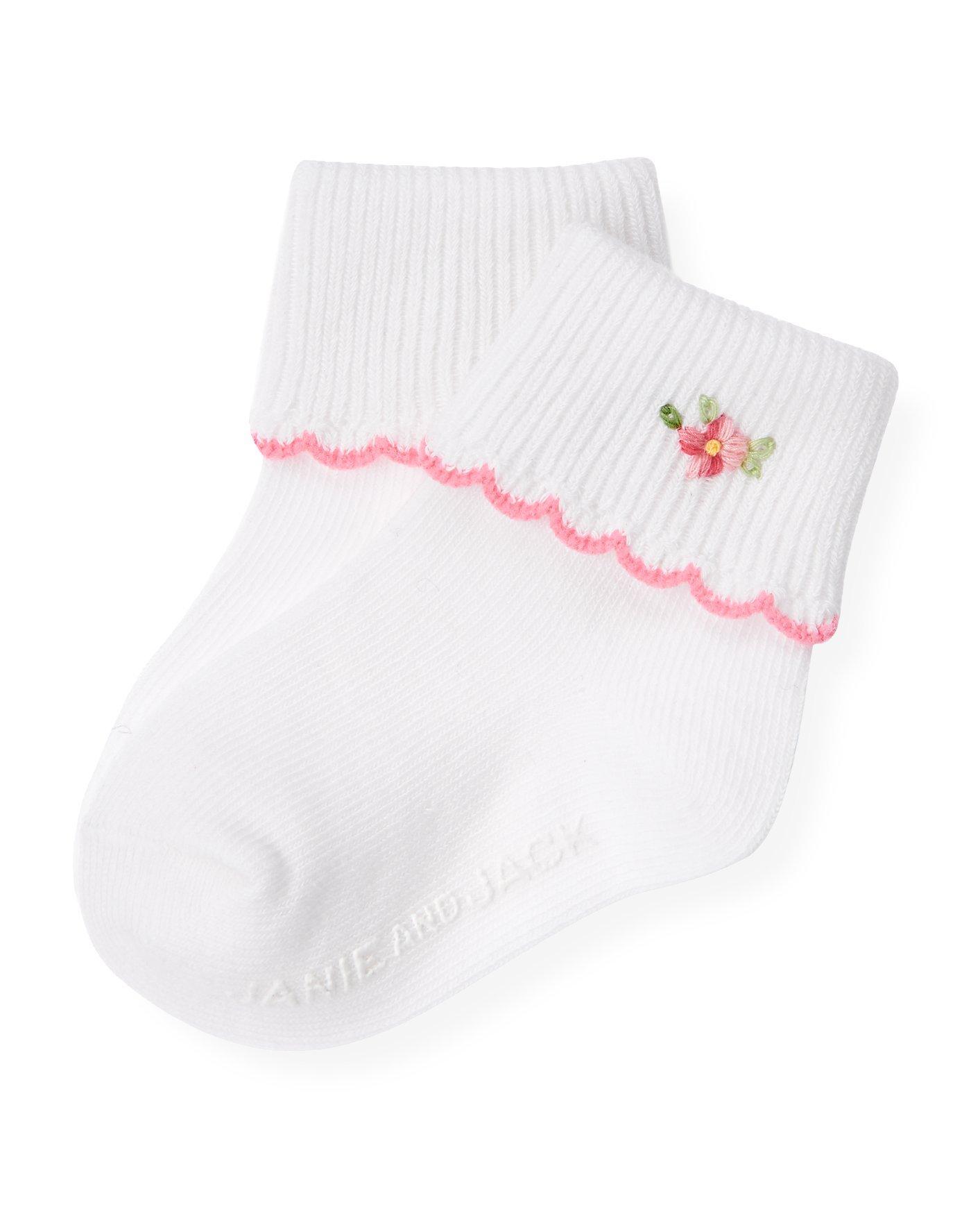 Hand-Embroidered Floral Sock image number 0