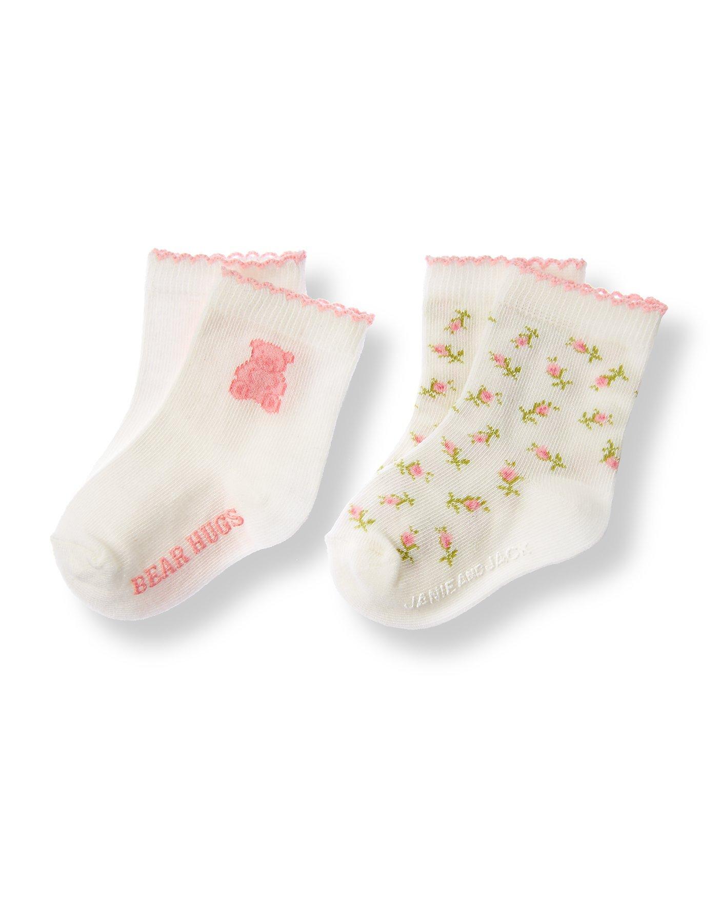 Teddy Bear Floral Sock Two-Pack image number 0
