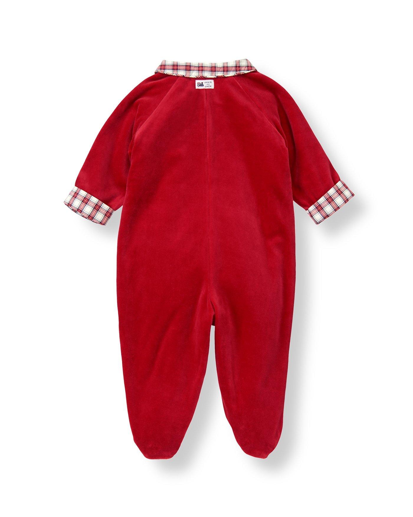 Vintage Train Velour Footed One-Piece image number 1