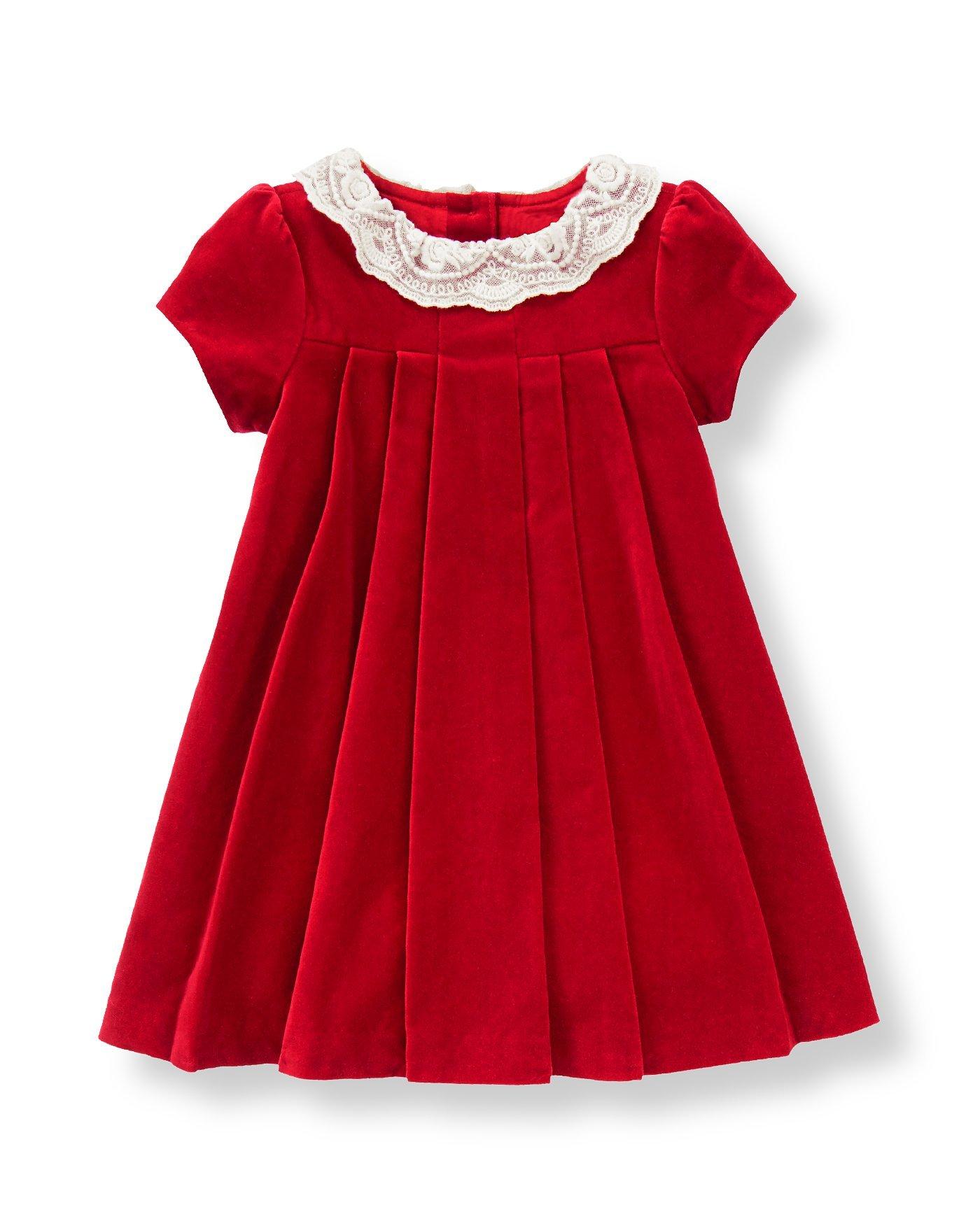 JESURUM Baby Lace-Collar Velvet Dress - Red