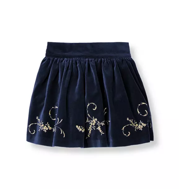 Metallic Embroidered Velveteen Skirt image number 0