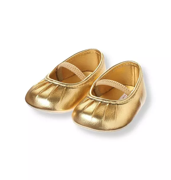 Pleated Metallic Gold Crib Shoe image number 0
