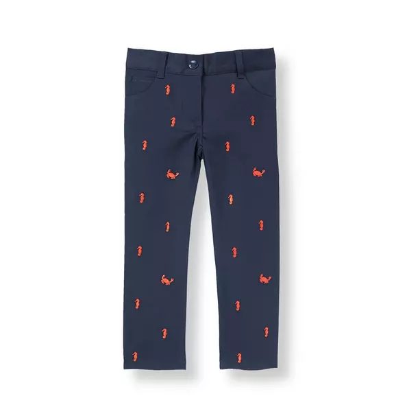 Crab & Seahorse Embroidered Twill Pant image number 0