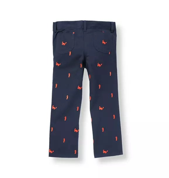 Crab & Seahorse Embroidered Twill Pant image number 1