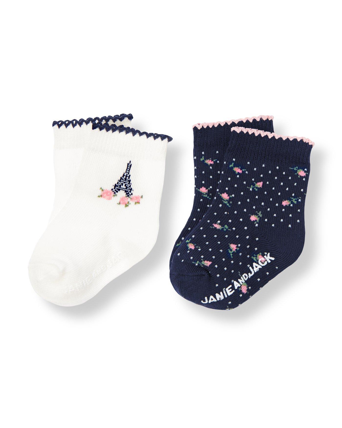 Eiffel Tower Floral Sock Two-Pack image number 0