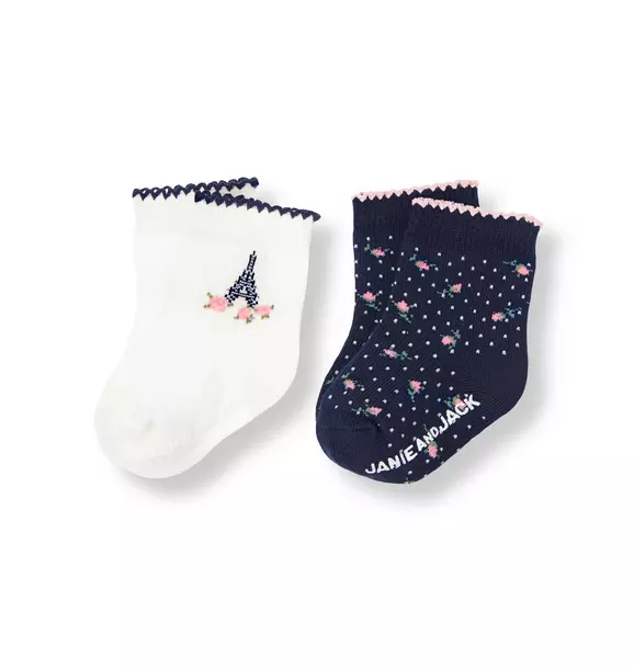 Eiffel Tower Floral Sock Two-Pack image number 0