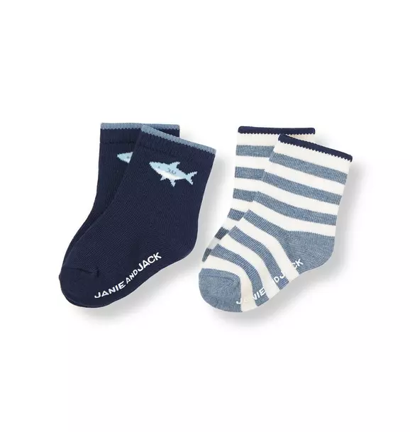 Shark Stripe Sock Two-Pack image number 0