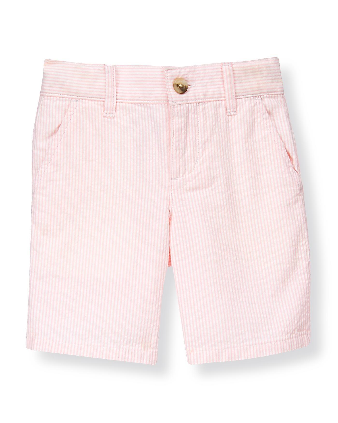 Green Boys Striped Seersucker Eton & Shorts - Pink Princess