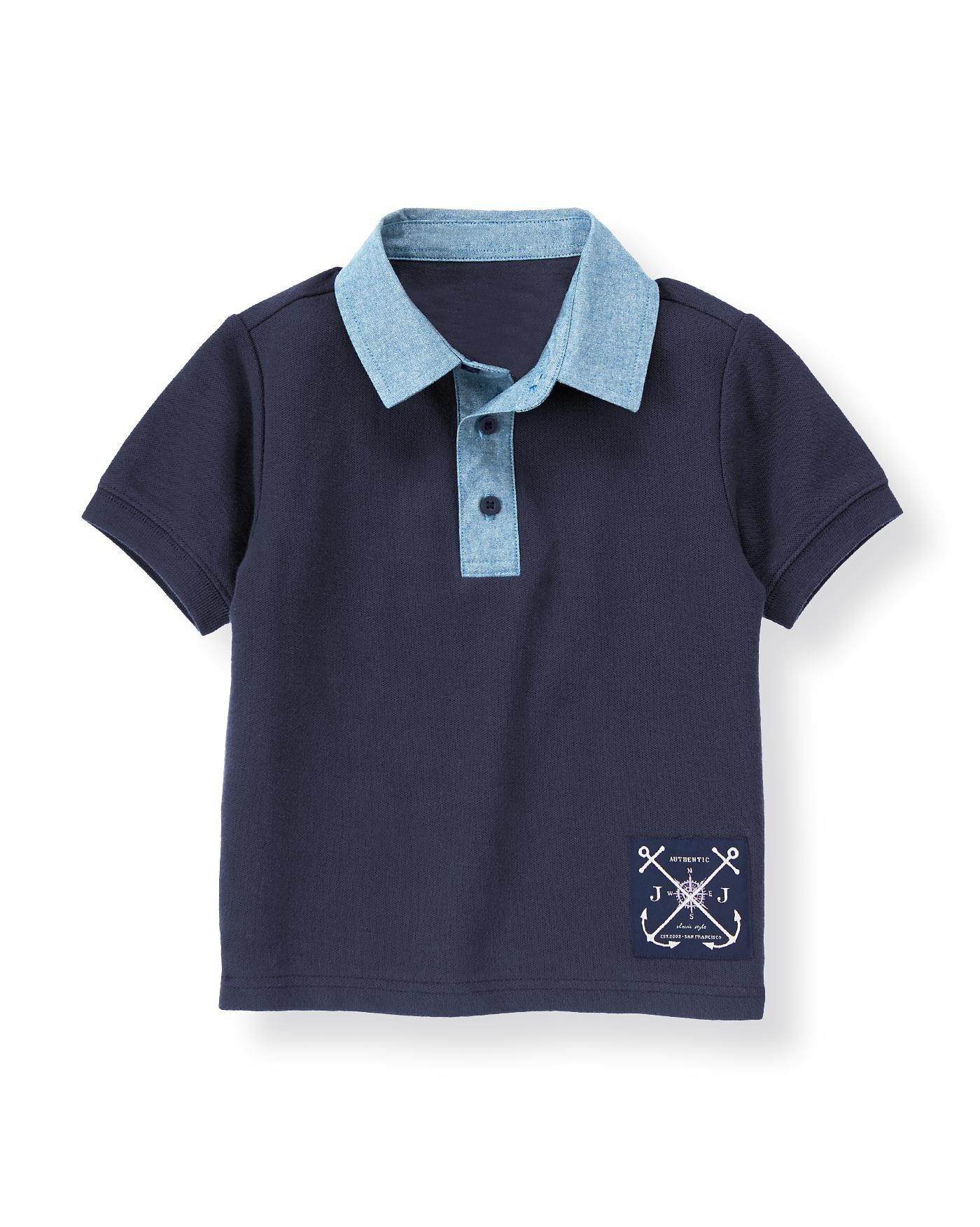 Chambray Collar Polo Shirt image number 0