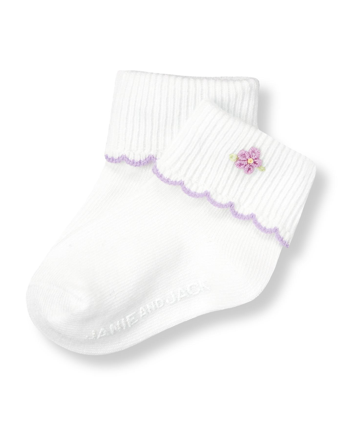 Hand-Embroidered Flower Sock image number 0