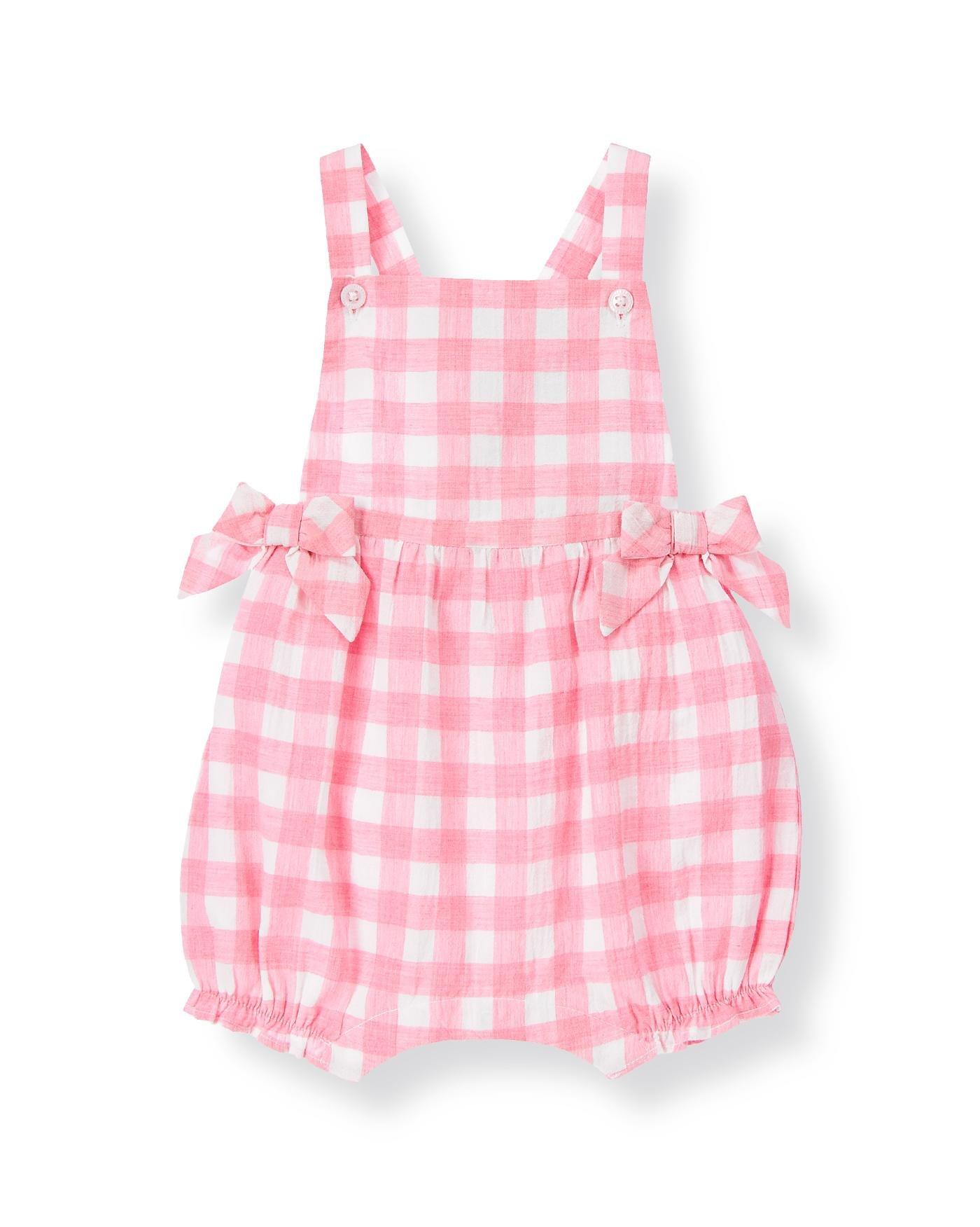 Baby Girl Pink Posy Gingham Gingham Bubble Shortall at JanieandJack