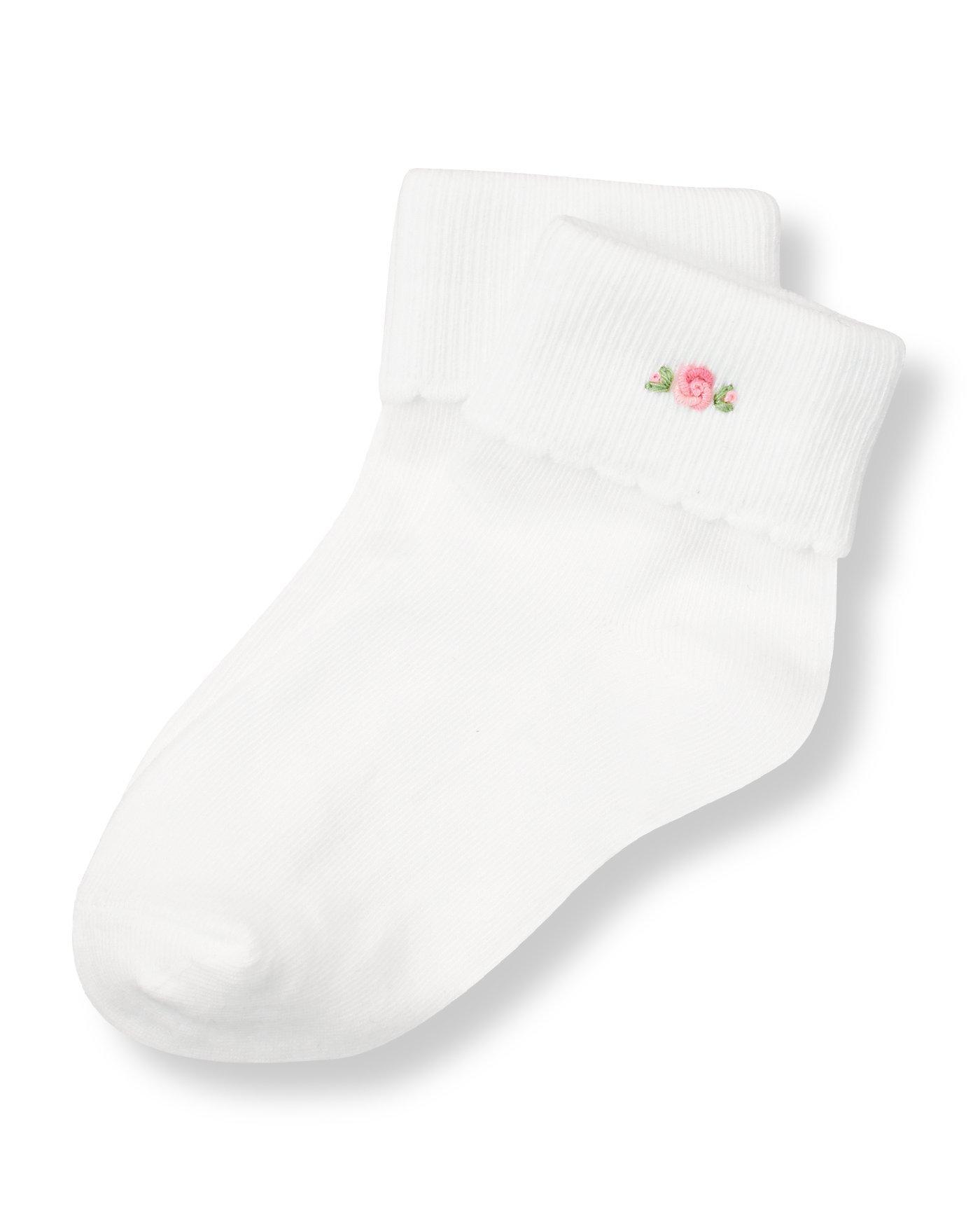 Hand-Embroidered Rose Sock image number 0