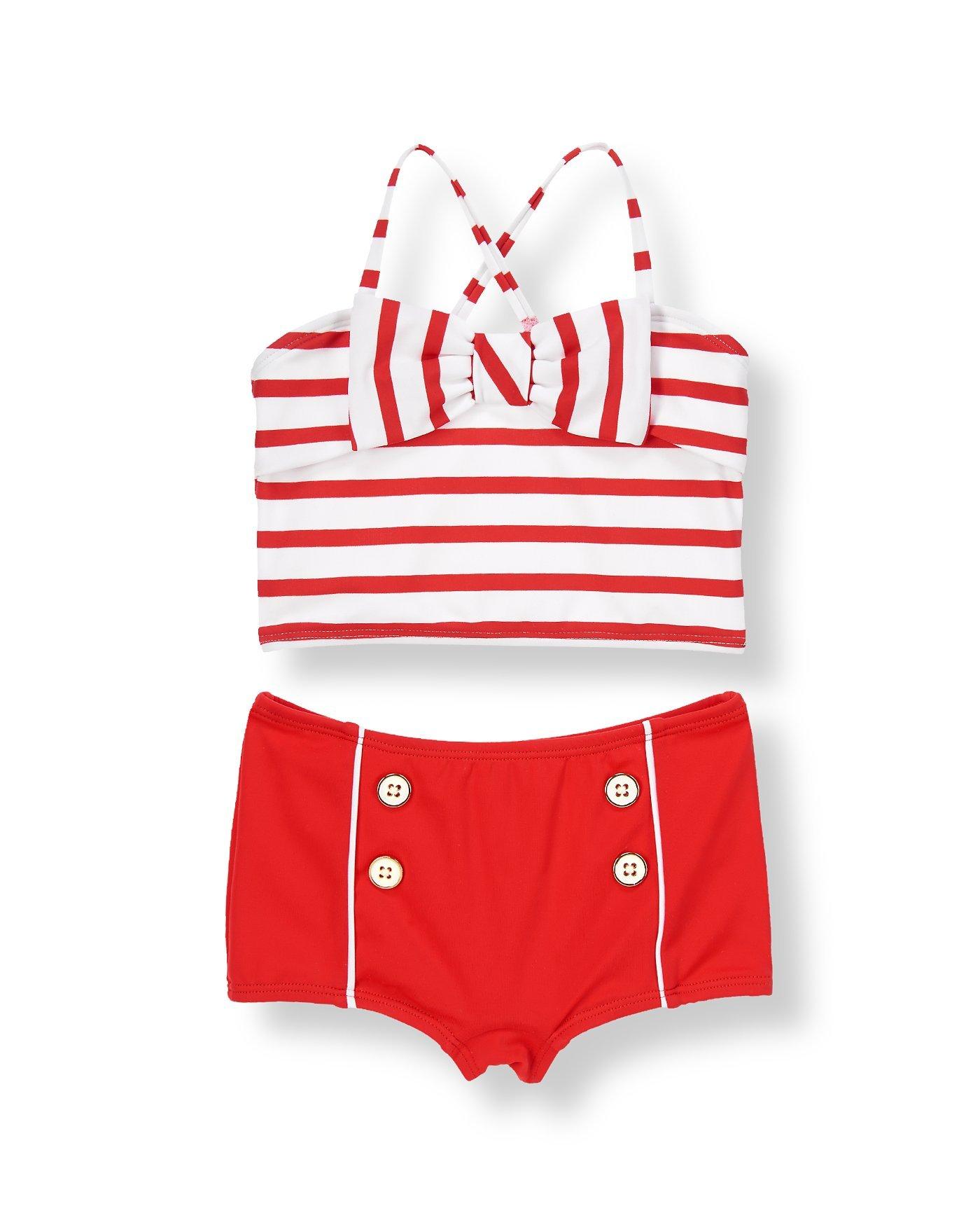 Bow Stripe Two-Piece Swimsuit image number 0