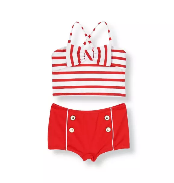 Bow Stripe Two-Piece Swimsuit image number 0