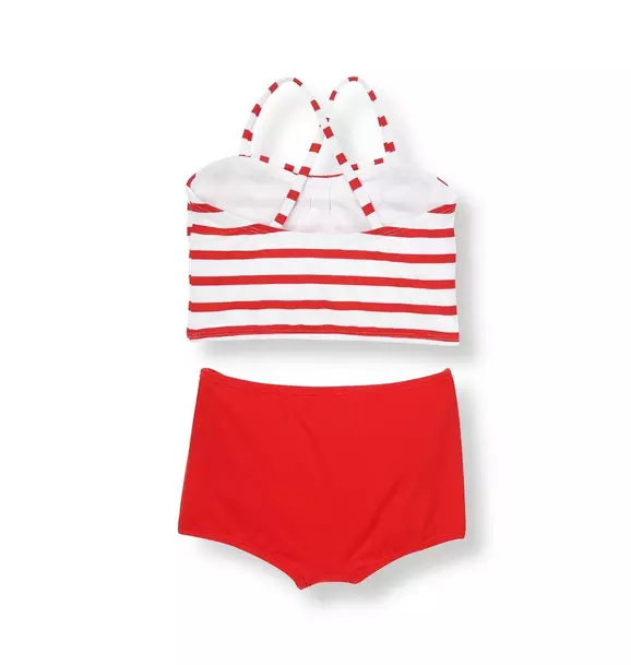 Bow Stripe Two-Piece Swimsuit image number 1