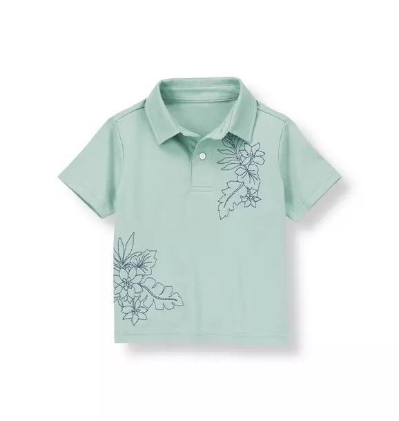 Embroidered Flower Jersey Polo Shirt image number 0