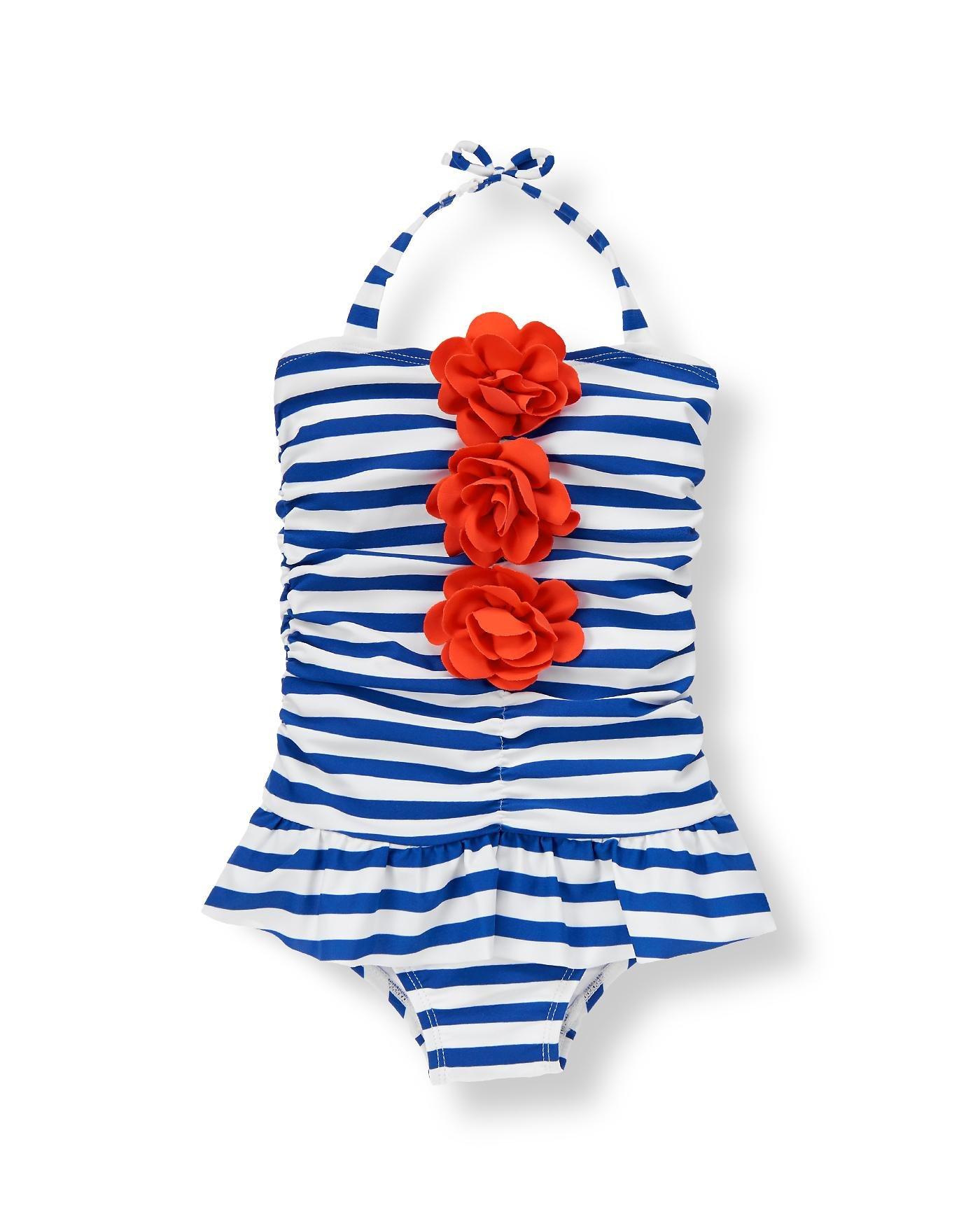 Corsage Stripe Swimsuit image number 0