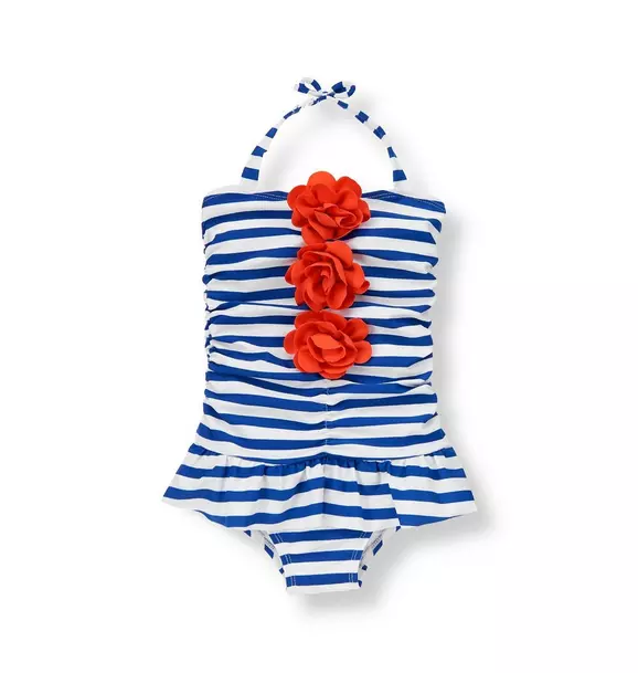 Corsage Stripe Swimsuit image number 0