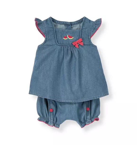 Watermelon Chambray Two-Piece Set image number 0