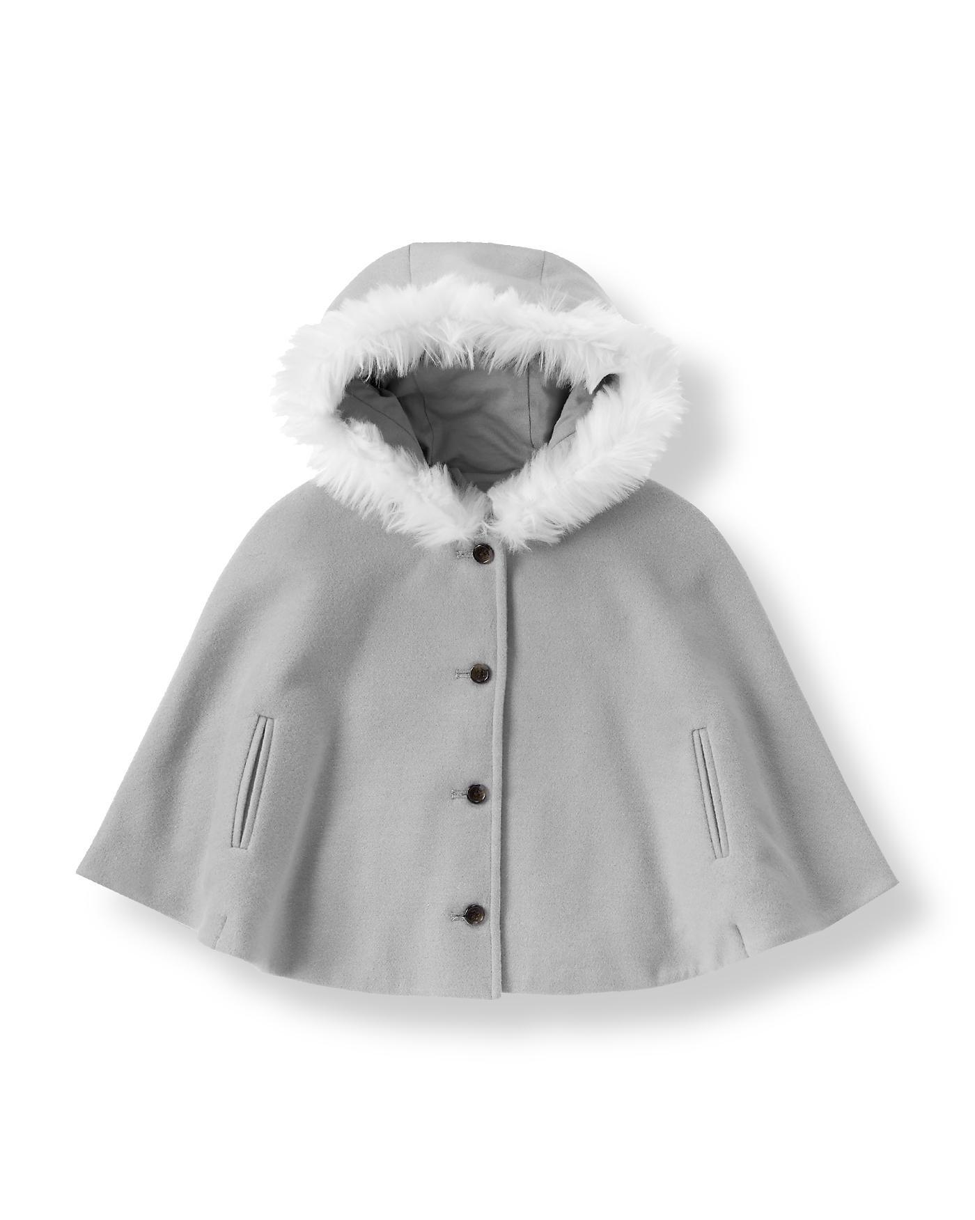 Faux Fur Trim Hooded Cape image number 0