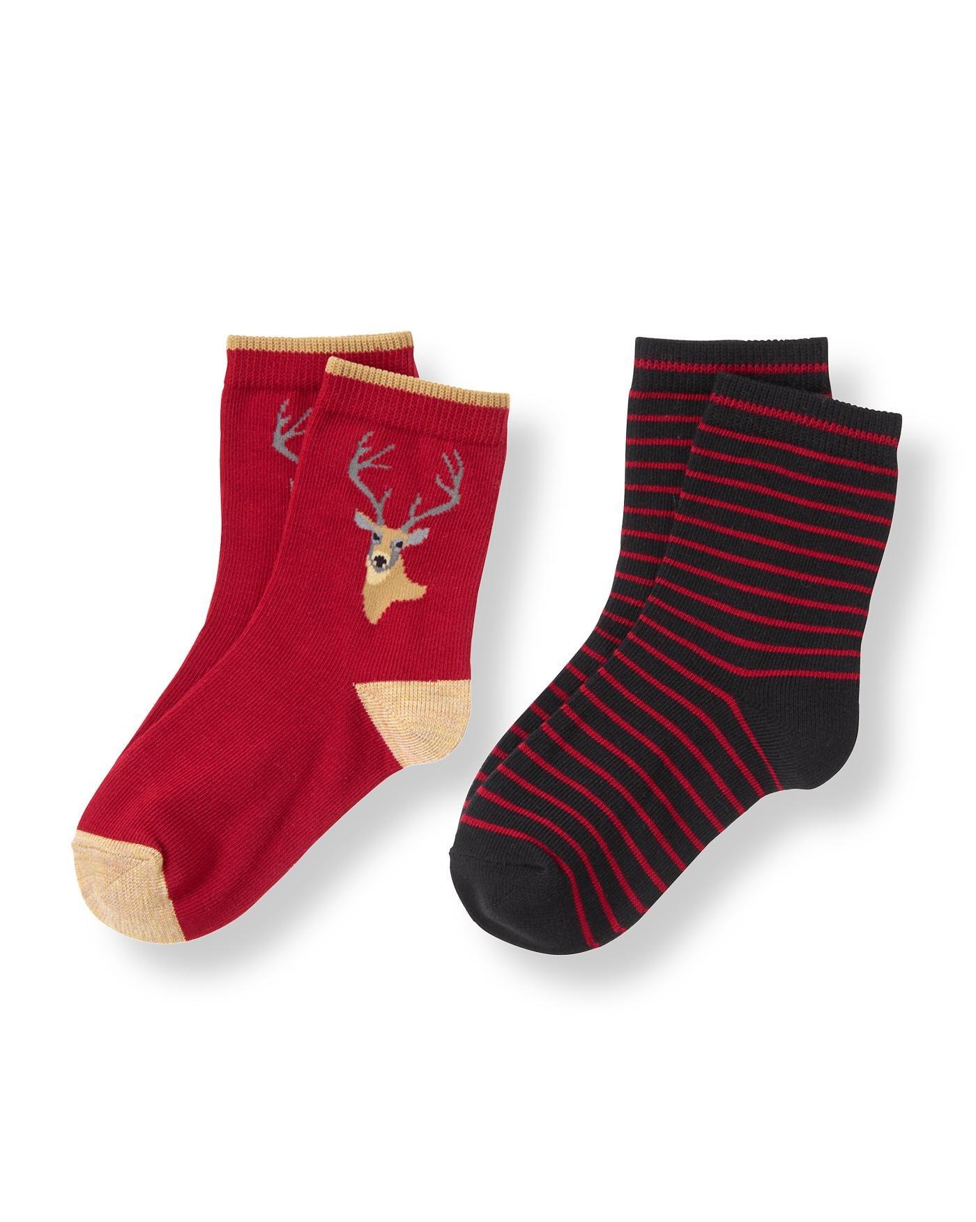 Reindeer Stripe Sock Two-Pack image number 0