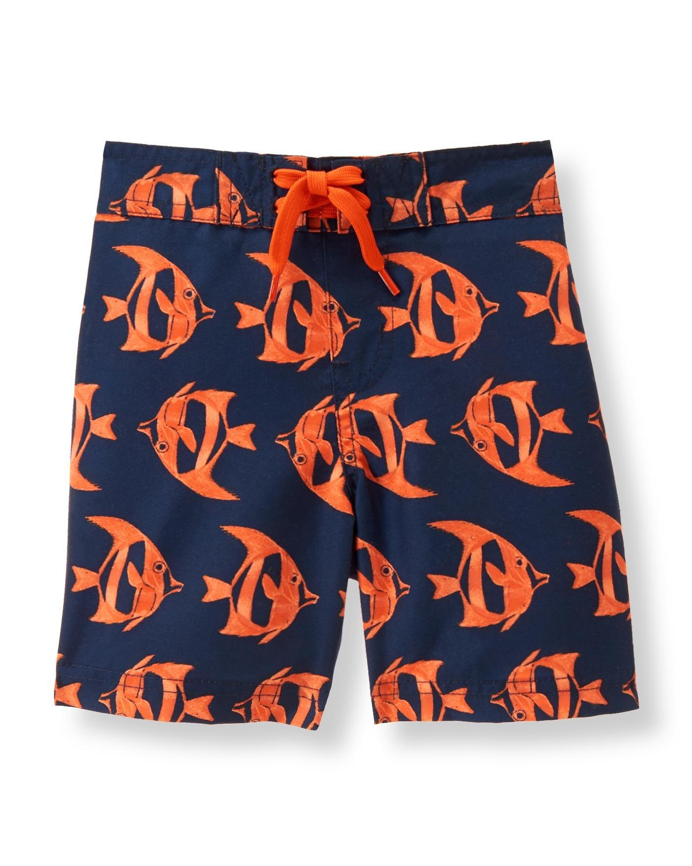 Island Orange Fish Fish Print Swim Trunk at JanieandJack