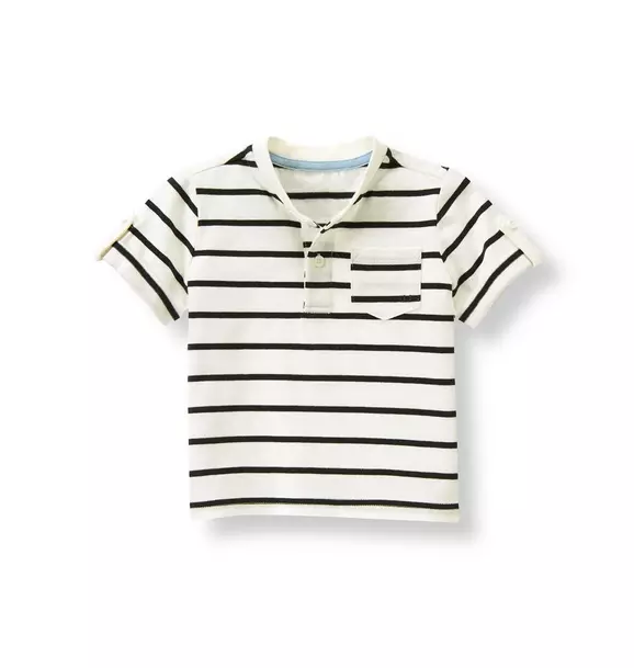 Roll Cuff Striped Henley image number 0