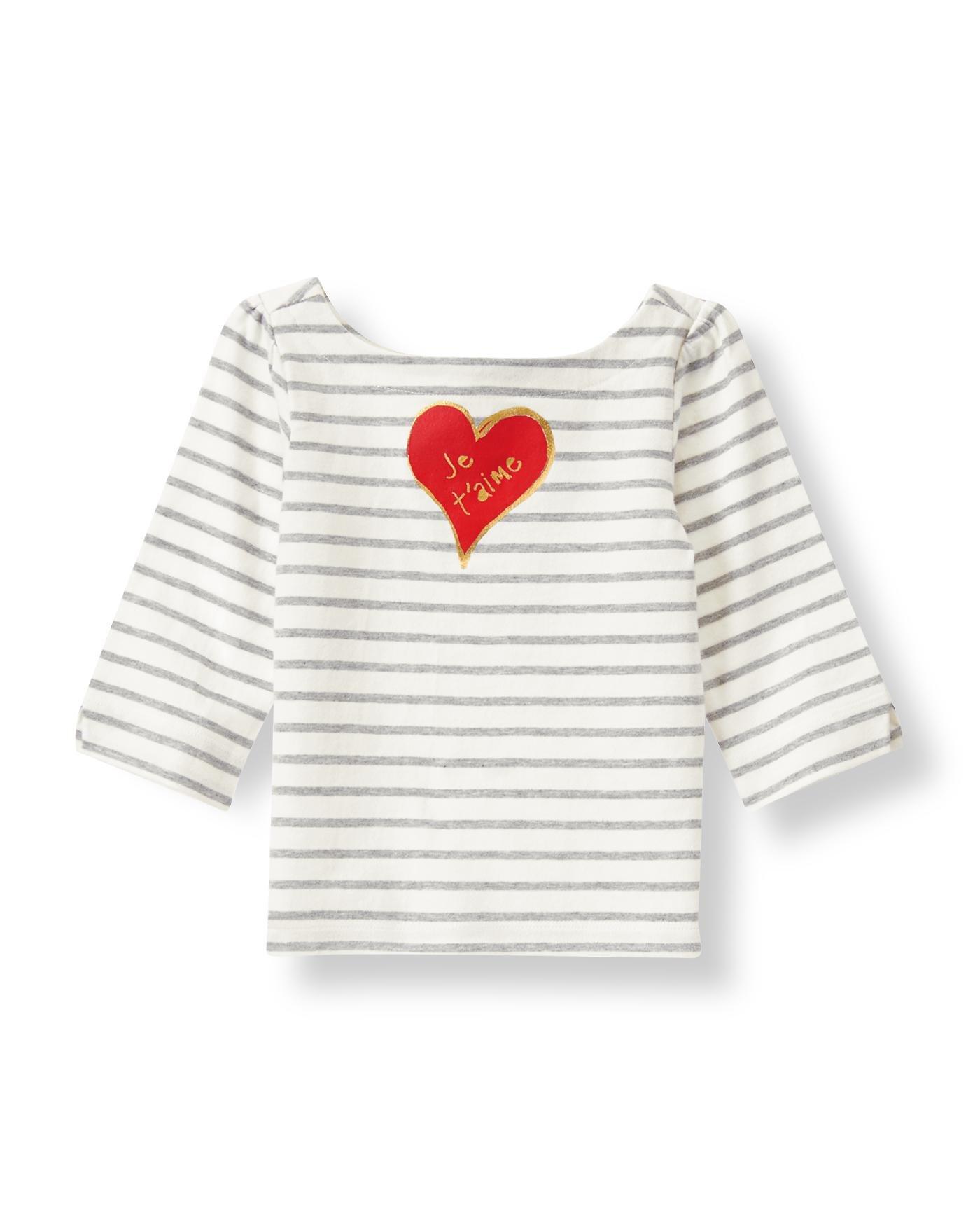 Je t'aime Heart Striped Tee image number 0