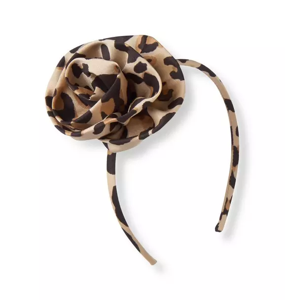 Leopard Print Rosette Headband image number 0