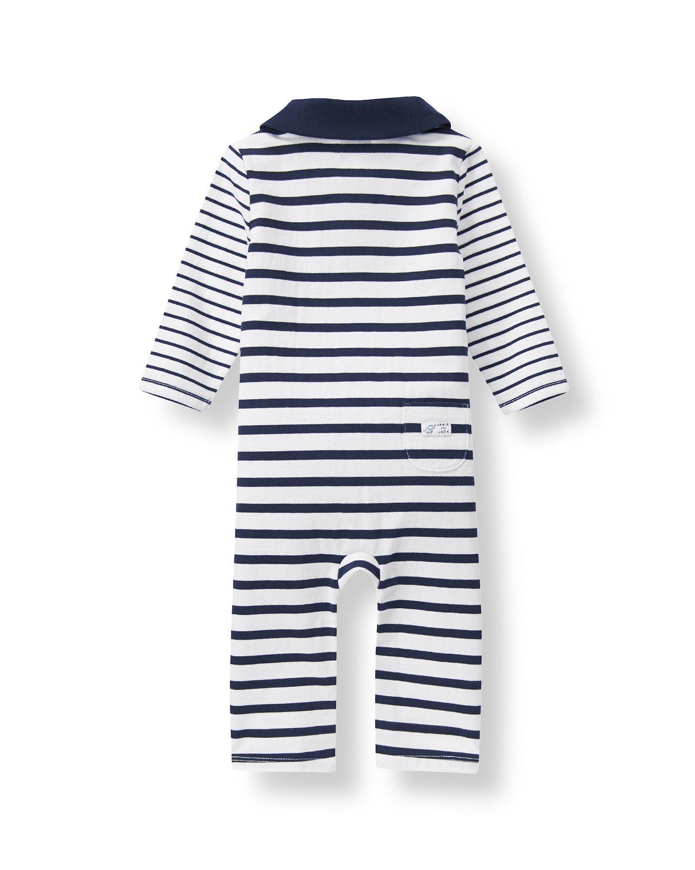 Shawl Collar Striped One-Piece image number 1