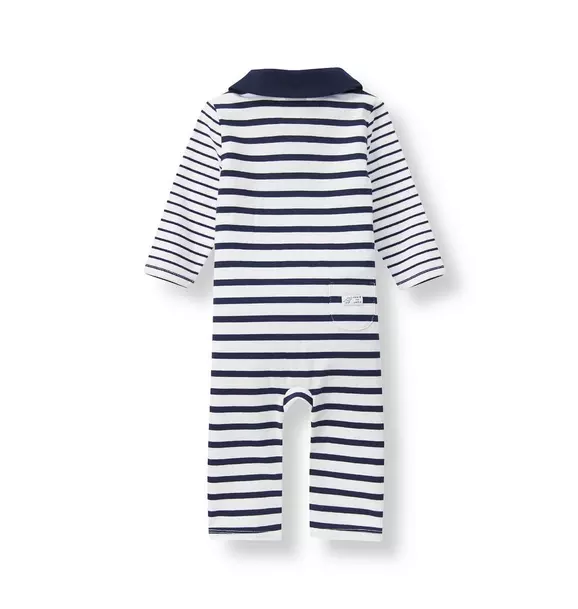 Shawl Collar Striped One-Piece image number 1
