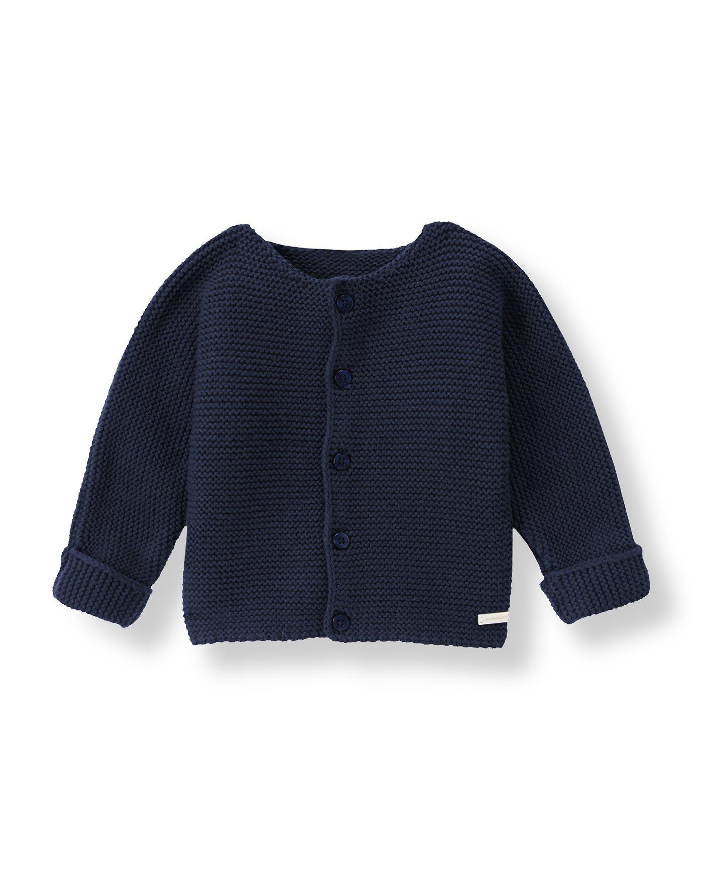 Baby Boy Navy Textured Knit Cardigan at JanieandJack