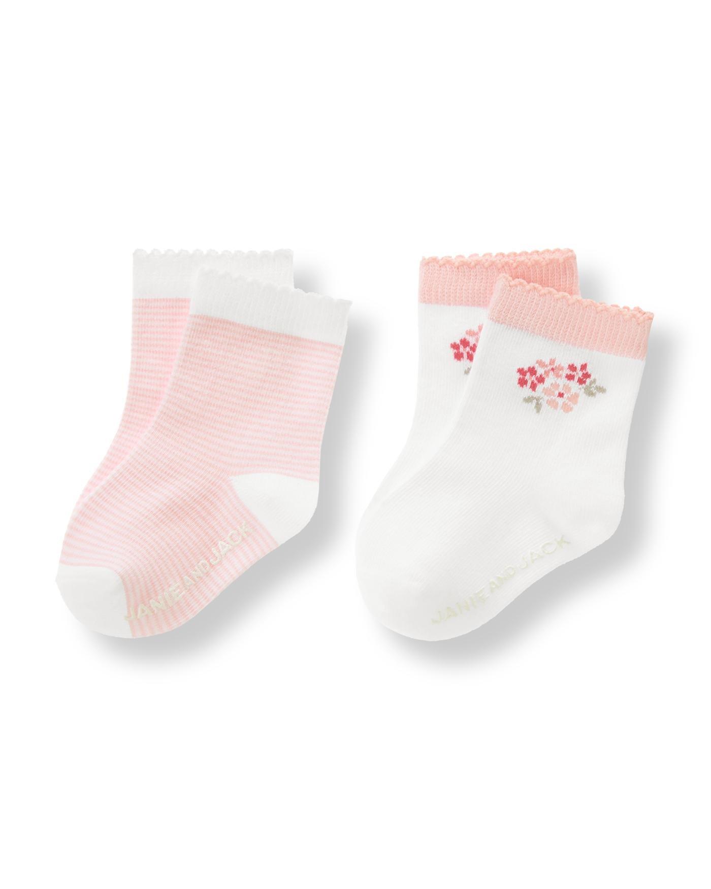 Striped Floral Sock Two-Pack image number 0