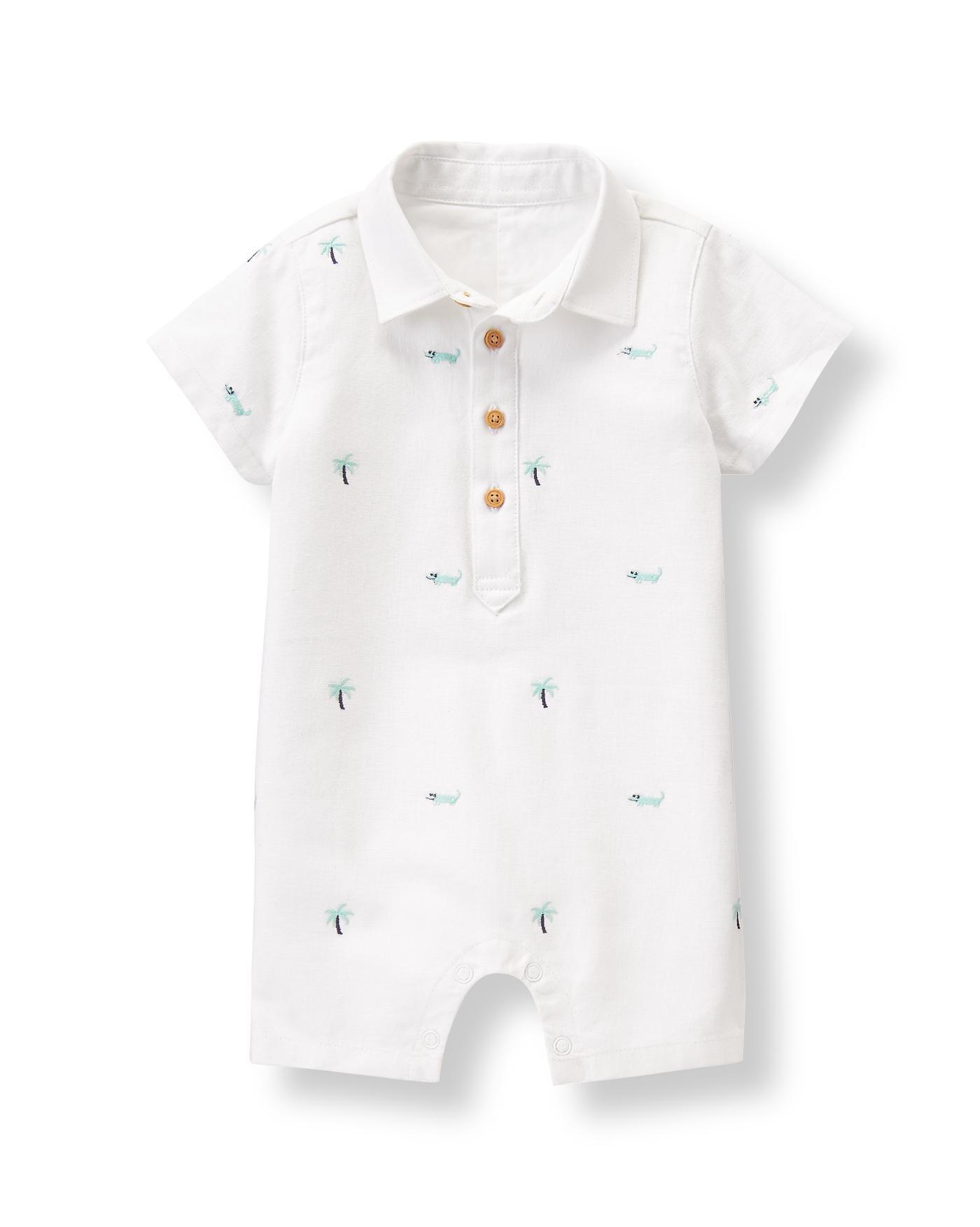Newborn White Embroidered Palm Tree One-Piece by Janie and Jack